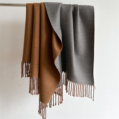 Women's & Men's Cashmere Winter Thickened Warm Double-sided Two-color Scarfs