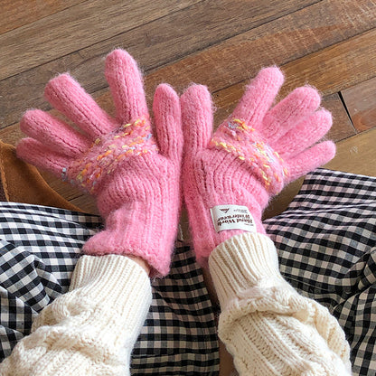 Knitted Simple Cute Warm Wool Female Gloves