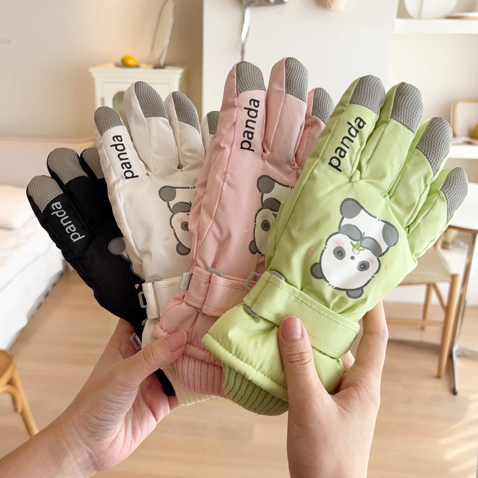 Cute Panda Windproof Riding Ski Outdoor Gloves