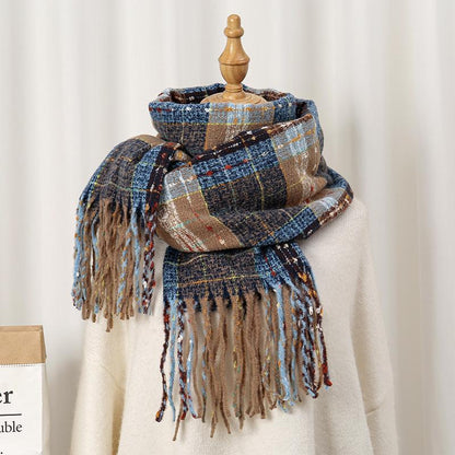 Sweet Pink Plaid Soft Glutinous Winter Scarfs