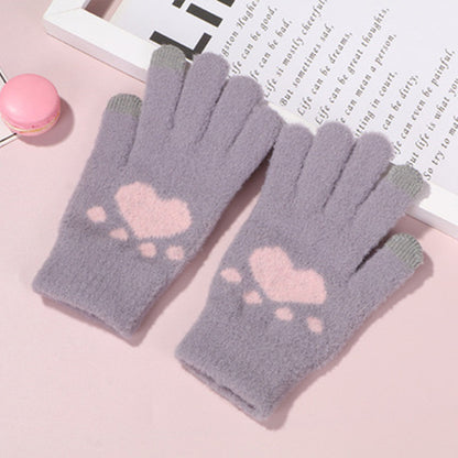 Women's Touch Screen Cat's Paw Warm Fashion Veet Padded Gloves