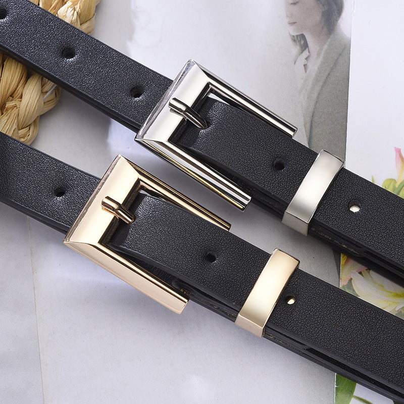 Women's Fashion Gold Buckle Elegant Decorative Thin High-grade Belts