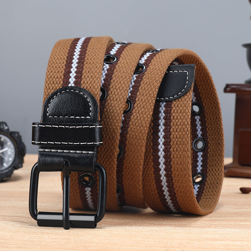 Men's Canvas Woven Casual Tooling Korean Style Belts