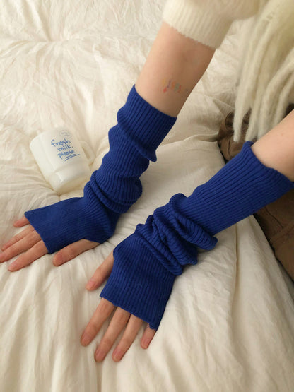 Women's Knitted Wool Half-sleeve Warm Open Finger Touch Screen Arm Gloves