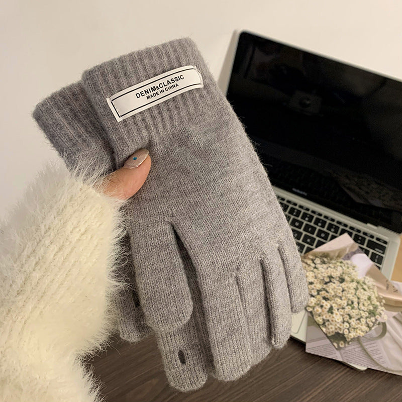 Women's Korean Minority Simple Solid Color Sweet Girly Gloves