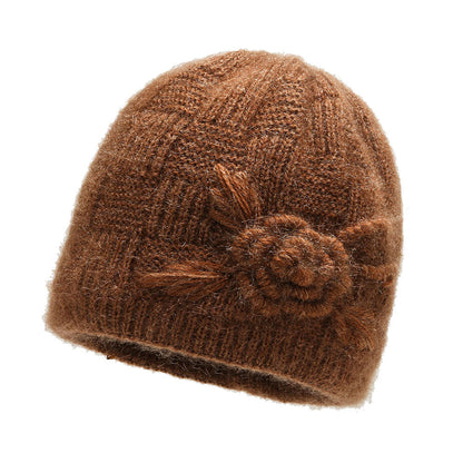 Women's Hat Fashion Flower Woolen Fleece-lined Warm Hats & Caps