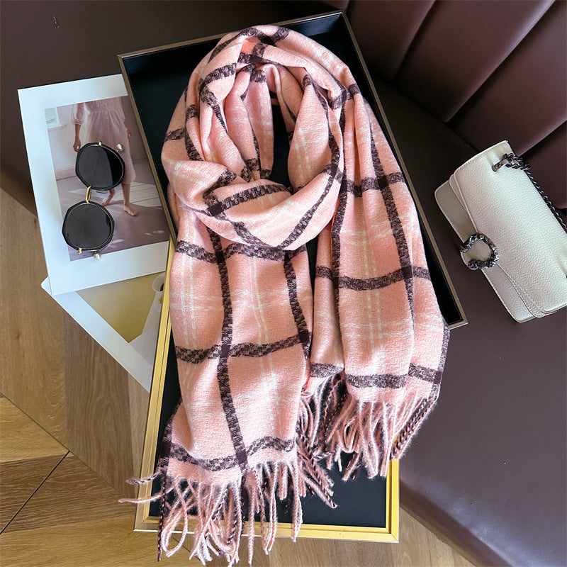 Style Plaid Winter Male Female Thickened Scarfs