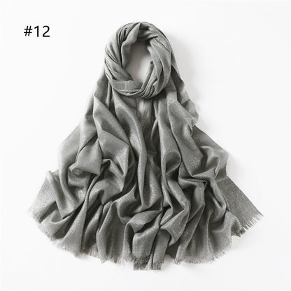 Women's Color Soft Thin Golden Sier Cord Scarfs