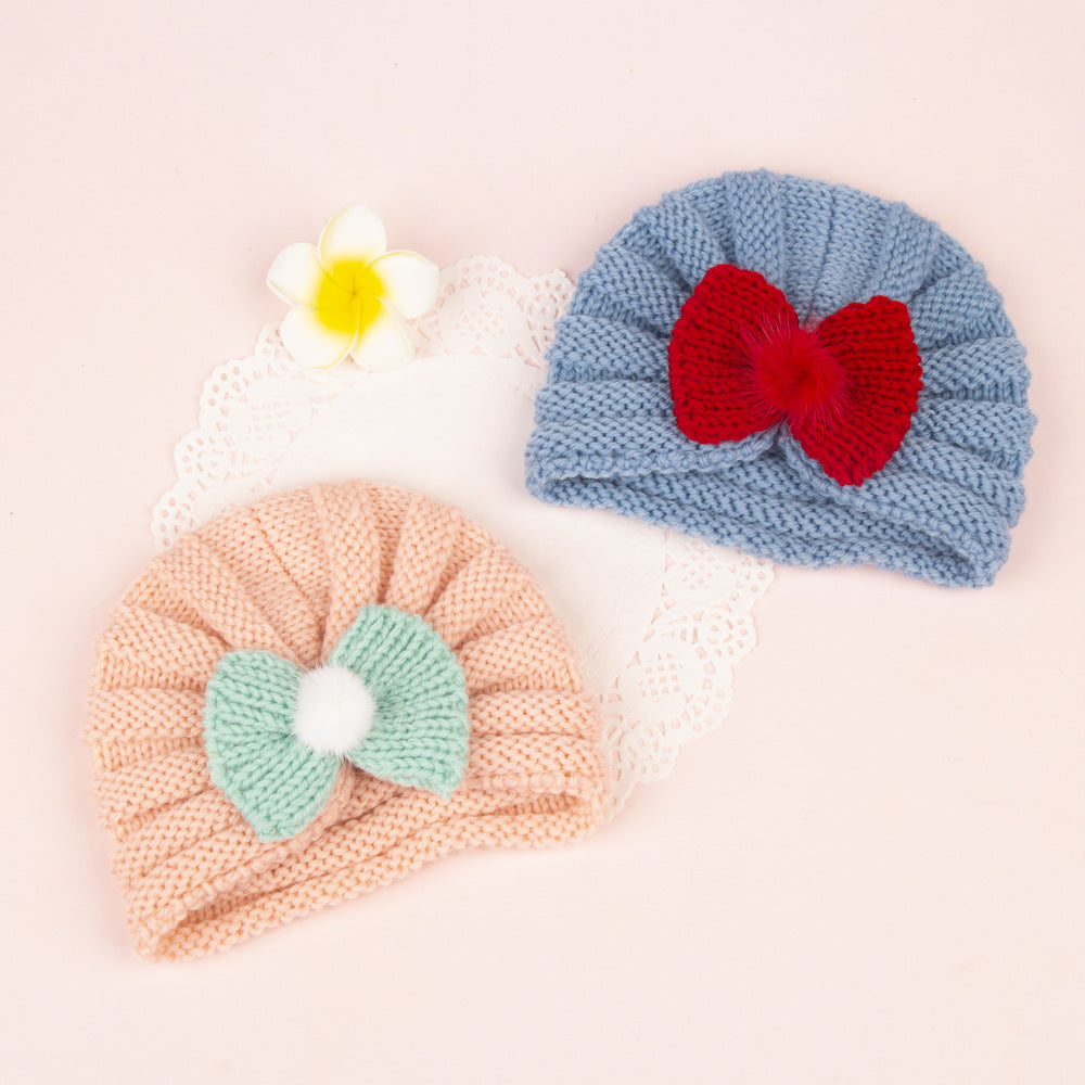 Children's Hat Solid Color Infant Bow Hair Kids' Headwear