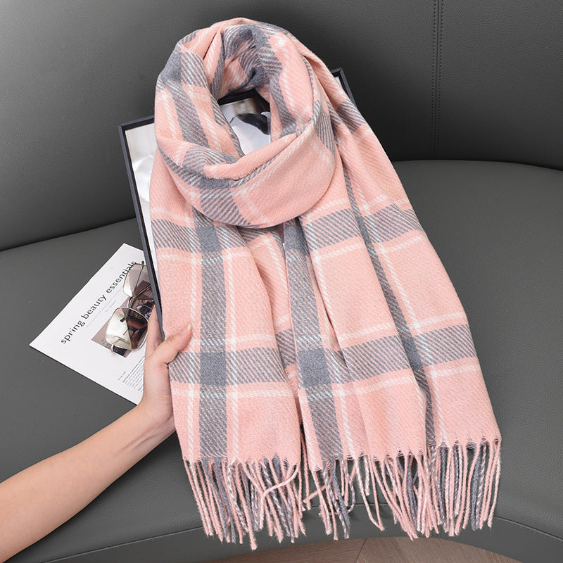 Women's Korean Striped Plaid Soft Warm Thick Scarfs