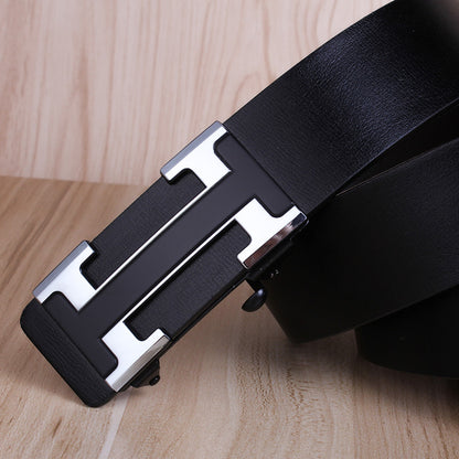 Men's Leather Toothless Automatic Buckle Waist Seal Belts