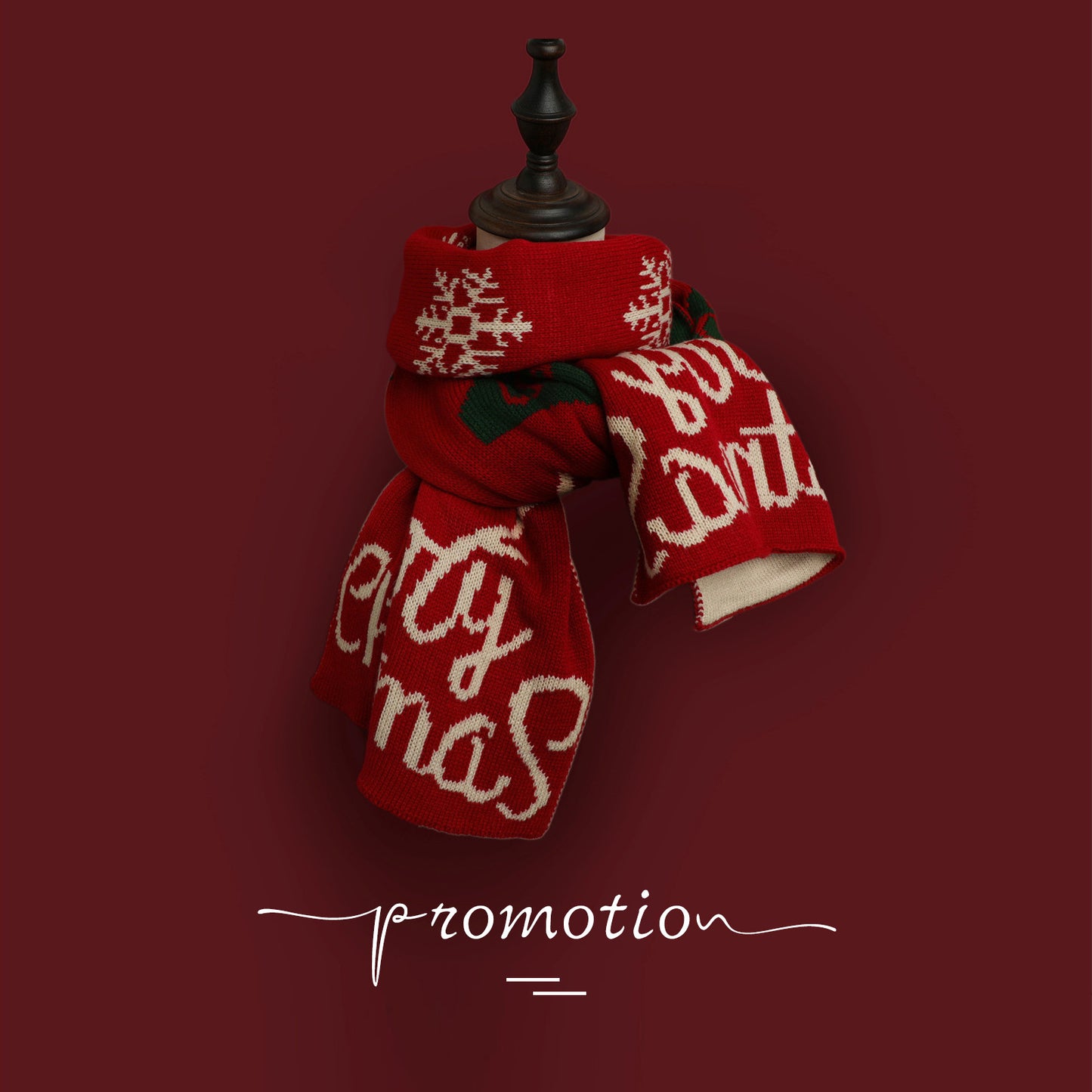 Knitted Wool Red Deer Elk Printing Scarfs