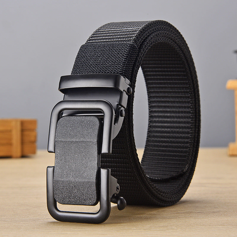 Men's Iron Automatic Buckle Nylon Waistband Outdoor Belts