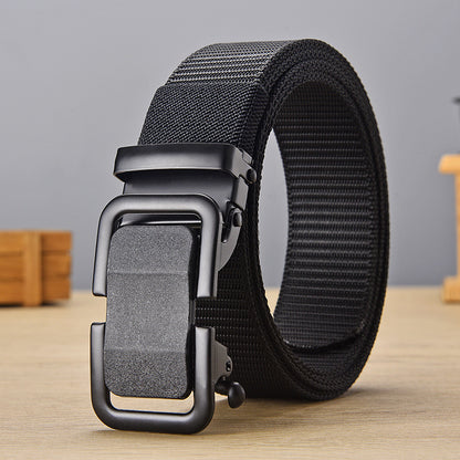 Men's Iron Automatic Buckle Nylon Waistband Outdoor Belts