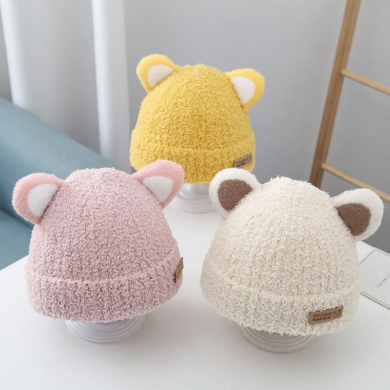 Winter Korean Style Boys Plush Bonnet Knitted Kids' Headwear