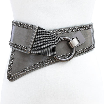 Women's Oblique Match Elastic Personalized Fashionable Wide Waist Belts