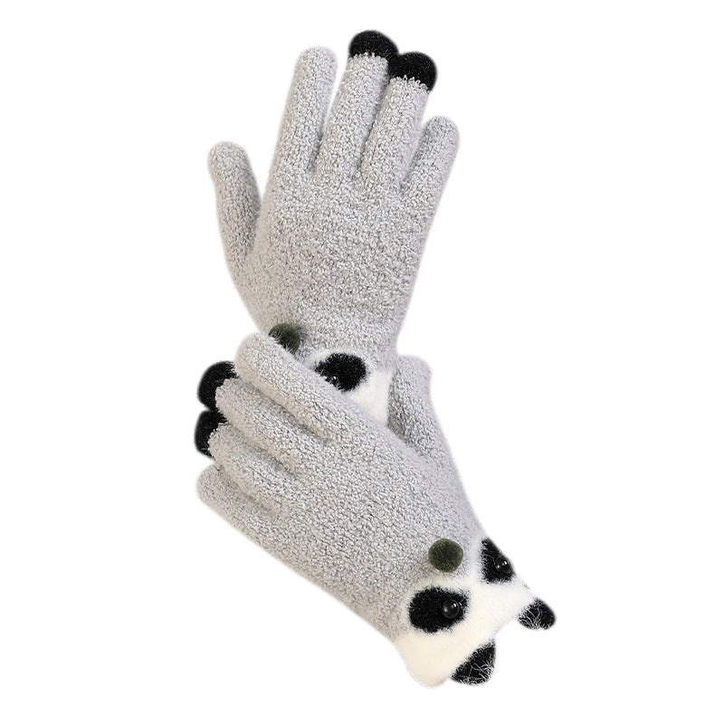 Cute Fleece-lined Thickened Warm Road Bike Gloves