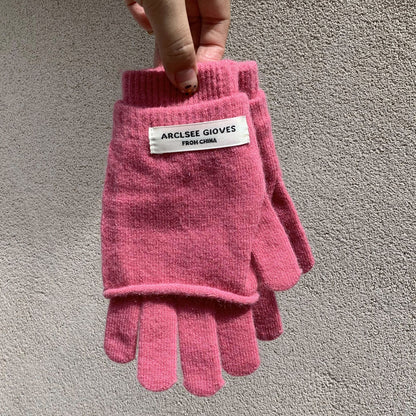 Women's Knitted Twin Thickened Winter Riding Wool Gloves