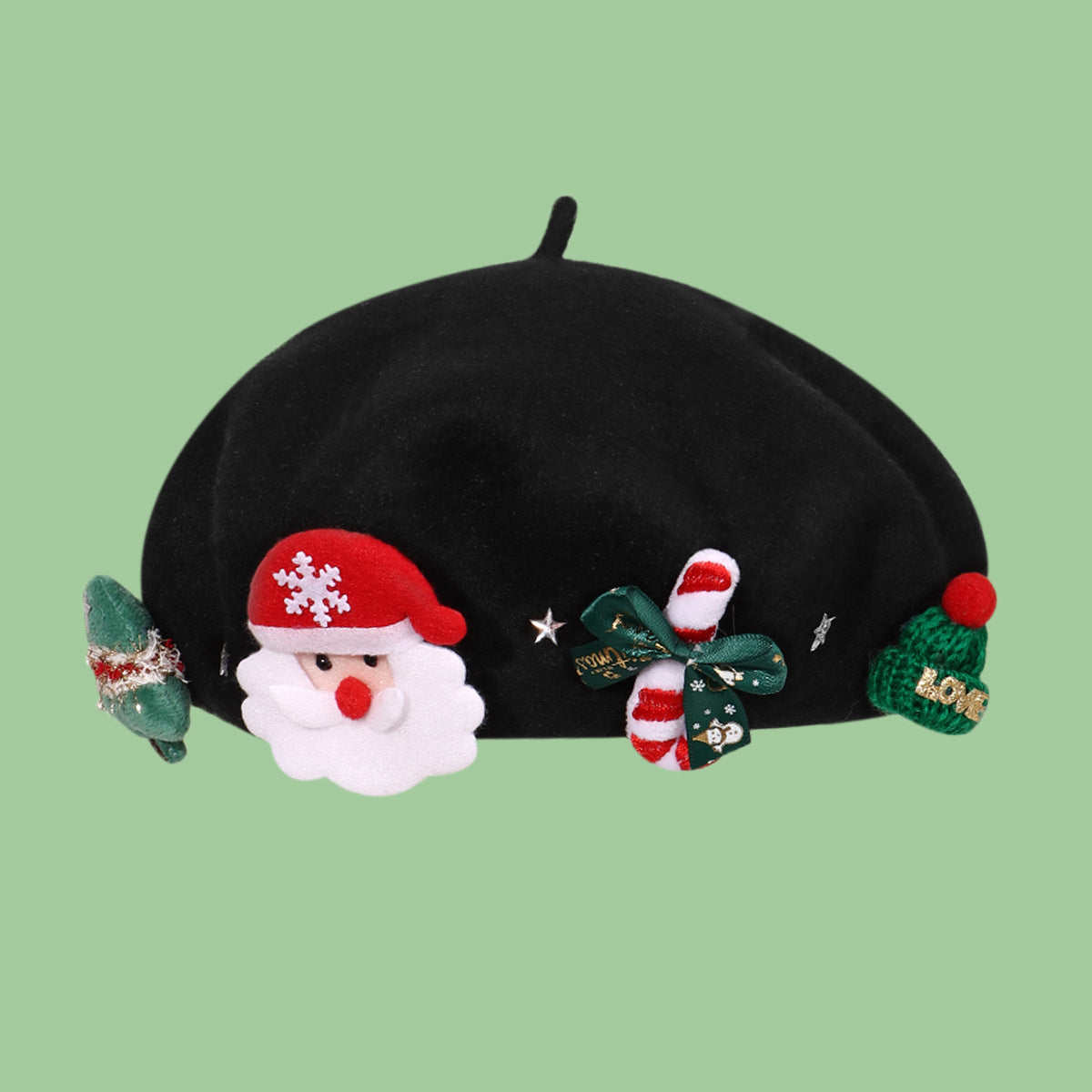 Women's Bowknot Christmas Beret Woolen Warm Hat Hats & Caps