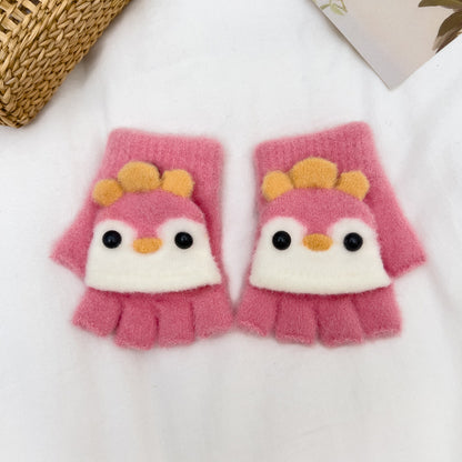 Children's Cartoon Penguin Plush Warm For Male Gloves