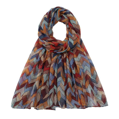 Versatile Vintage Printed Voile Breathable Elegant Lightweight Sun Scarfs