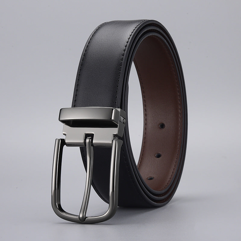 Men's Business Pin Buckle Leather Clipped Button Belts