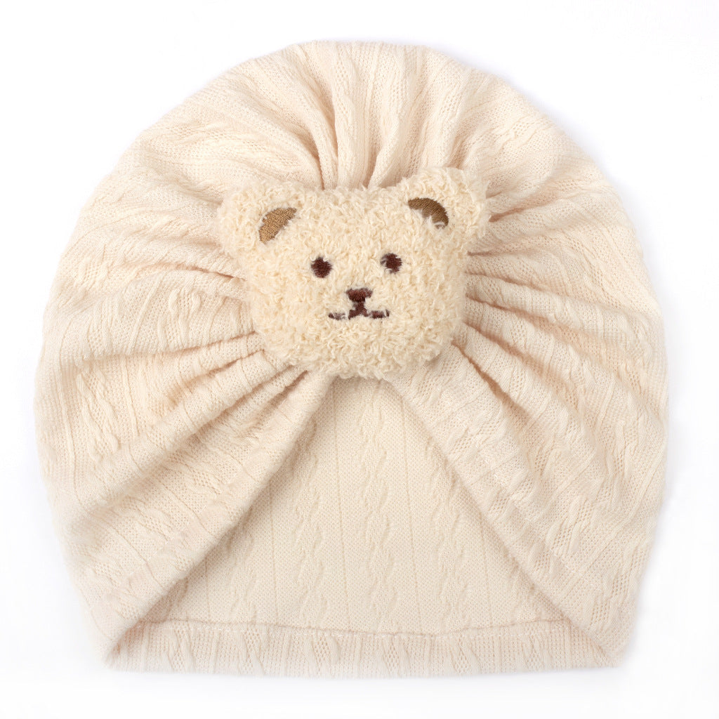 Children's Jacquard Sleeve Cute Bear Protection Tam-o'-shanter Kids' Headwear