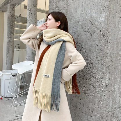 Winter Couple Patchwork Female Korean Style Scarfs