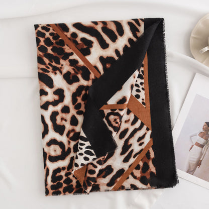 Women's Leopard Print High-grade Soft Warm Cashmere Scarfs