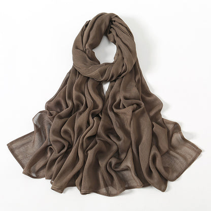 Malay Indonesian Rayon Monochrome Wide-brimmed Thin Scarfs