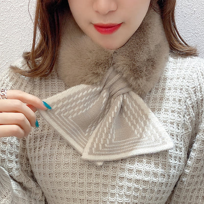 Wool Female Winter Warm Fur Collar Neck Protection Matching Scarfs