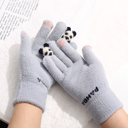 Plush Winter Cycling Knitted Cute Touch Gloves