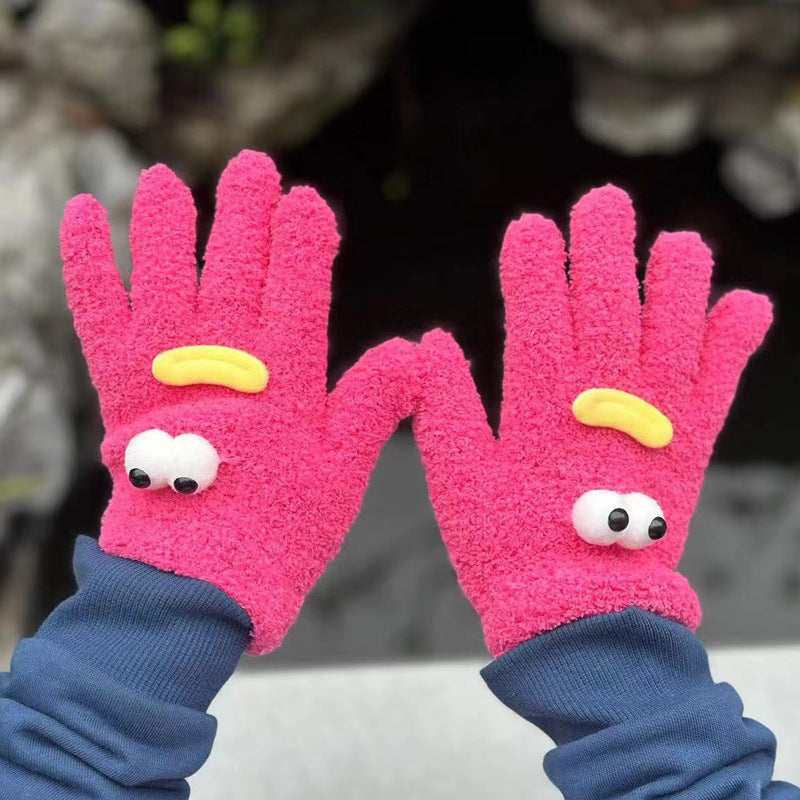 Funny Five Finger Candy Color Coral Gloves