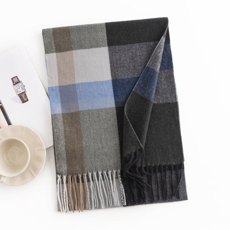 Men's Plaid Artificial Cashmere Fashion Commuter Neck Scarfs