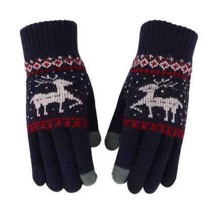 Women's & Men's Winter Warm Touch Screen Riding Christmas Deer Gloves