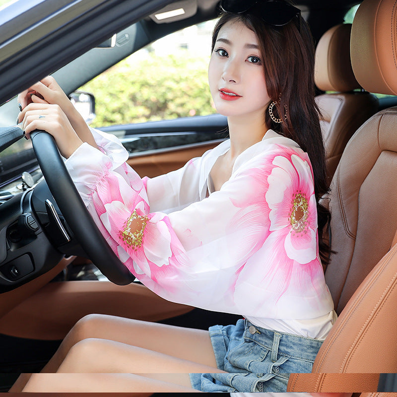 Women's Uv Driving Cycling Long Cuff Chiffon Scarfs