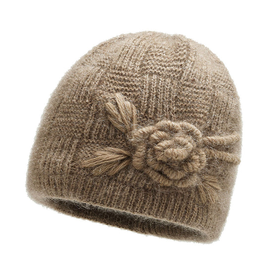 Women's Hat Fashion Flower Woolen Fleece-lined Warm Hats & Caps