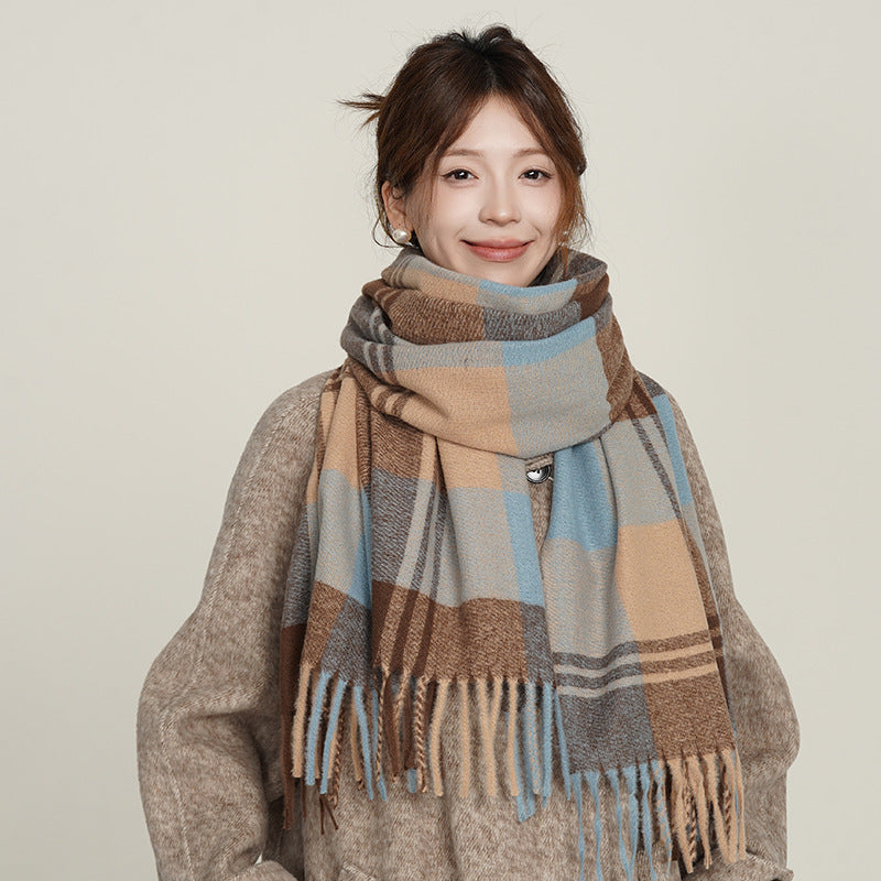 Women's Artificial Cashmere Warm Thickened Outer Shawl Scarfs