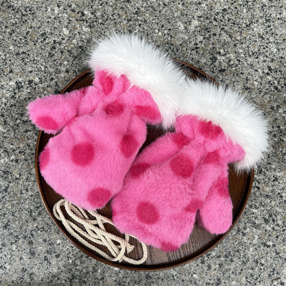 Imitation Rabbit Fur Mittens Plush Warm Gloves