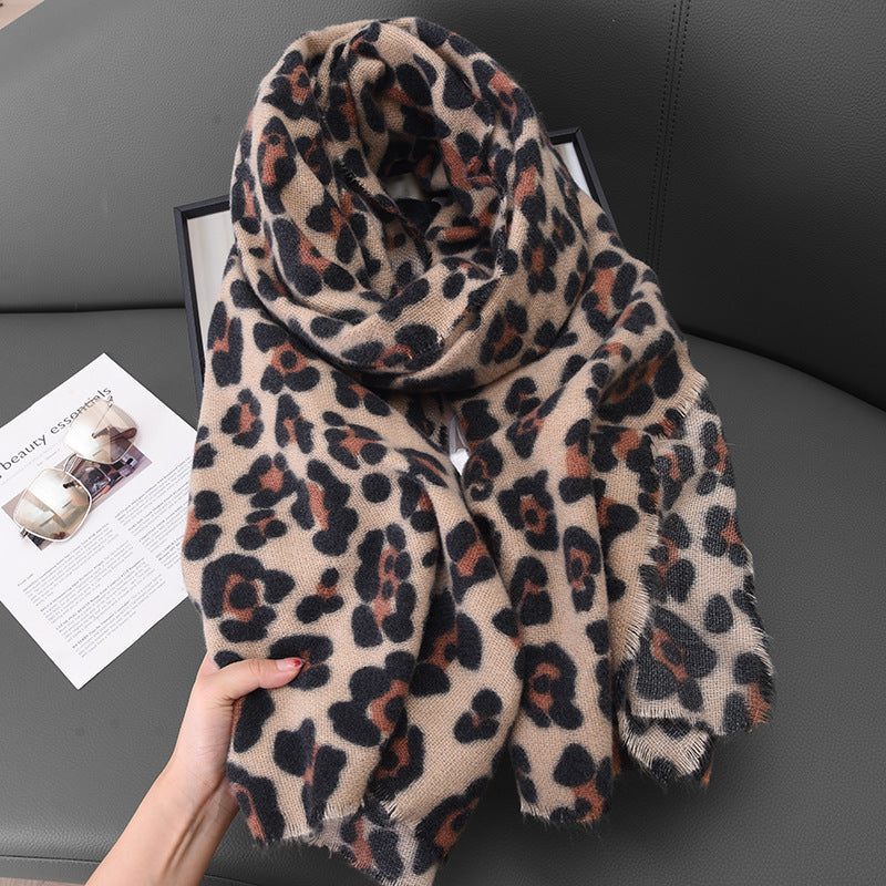 Women's Korean Style Leopard Print Printed High-grade Scarfs