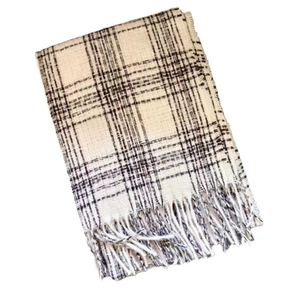 Retro White Couple Classic Plaid Female Scarfs