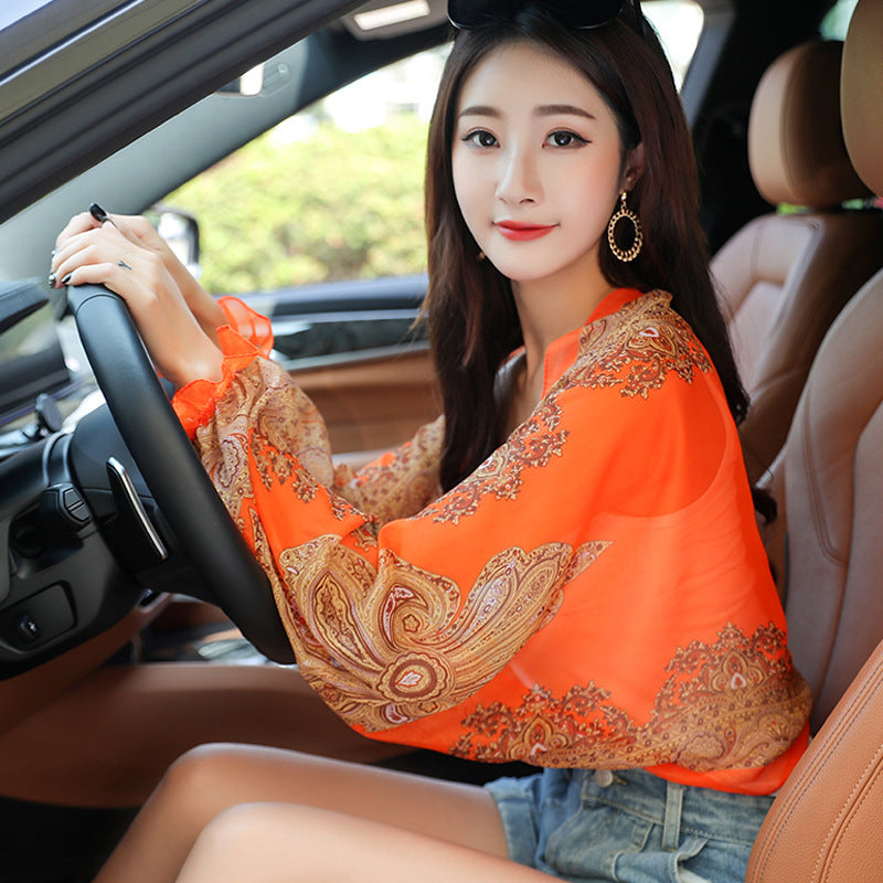 Women's Uv Driving Cycling Long Cuff Chiffon Scarfs