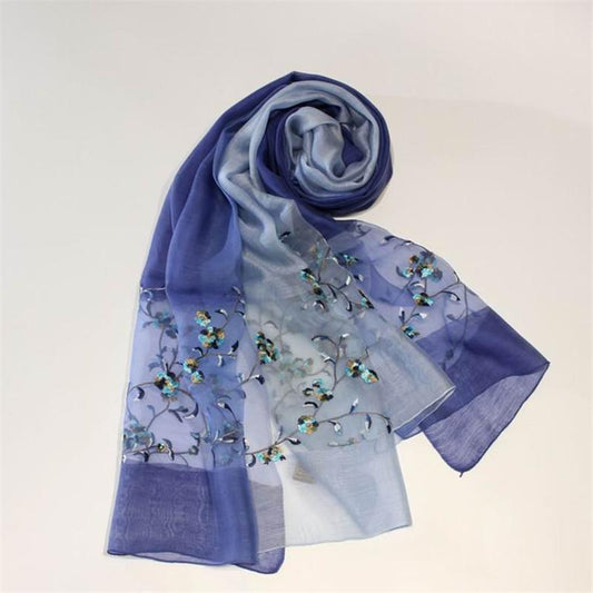 High-grade Silk Wool Embroidered Female Gradient Color Mulberry Scarfs