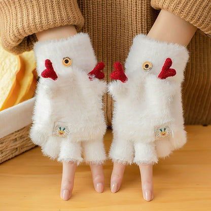 Horn Fleece-lined Korean Style Older Plush Wool Keep Warm Gloves