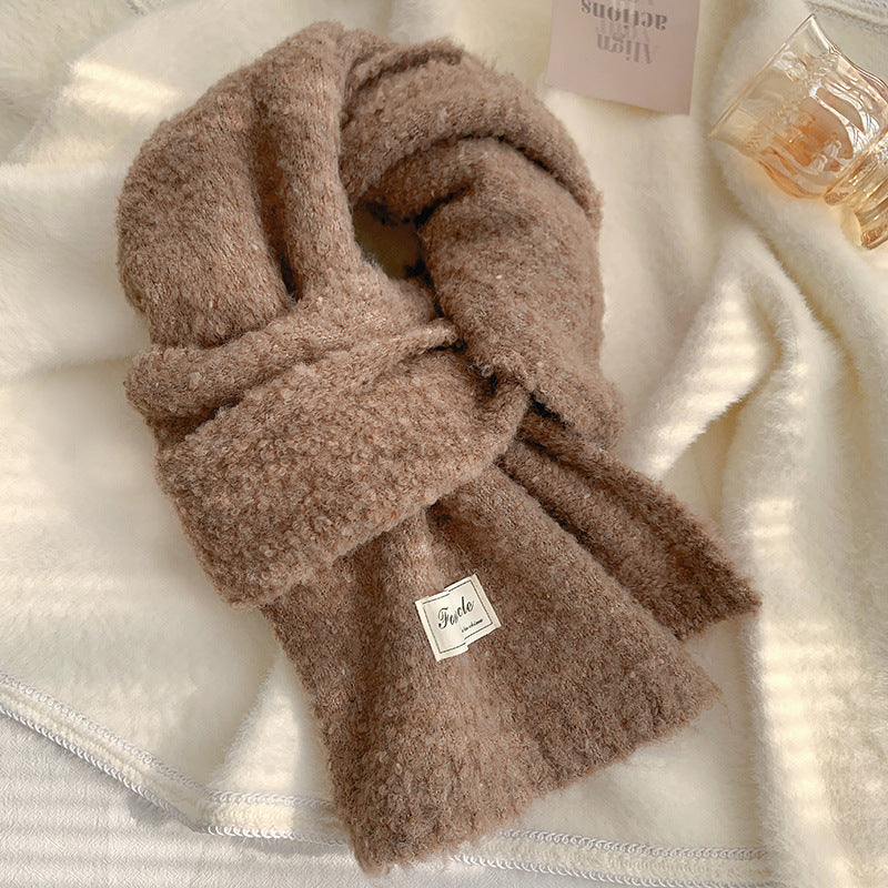 Solid Color Female Winter Versatile Knitted Scarfs