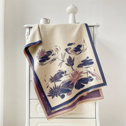 Women's For Retro National Style Lotus Pond Warm Scarfs