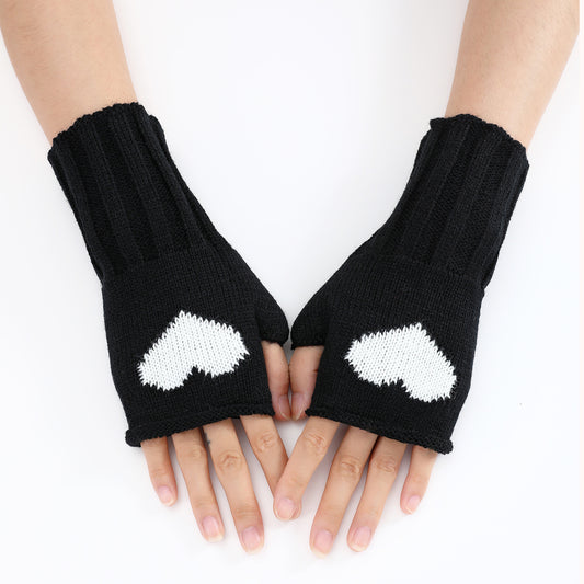 Women's Fashionable Knitted Wool Keep Warm Half Finger Gloves