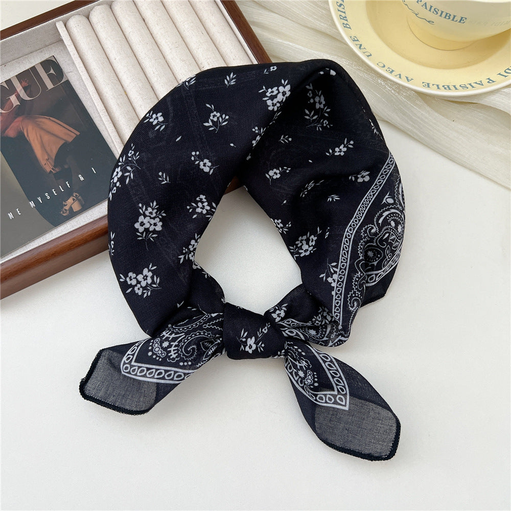 Small Square Towel Silk Female Autumn Summer Bandana Headband Scarfs