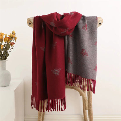 Women's Korean Bee Fashionable Long Beard Warm Scarfs