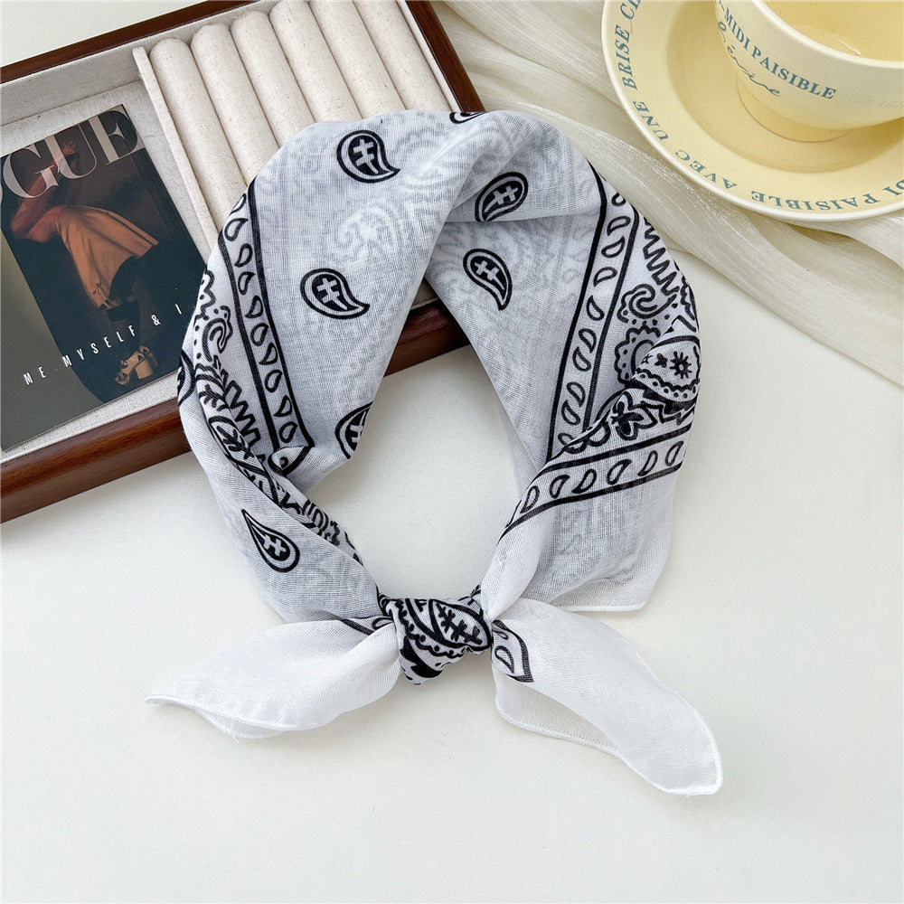 Small Square Towel Silk Female Autumn Summer Bandana Headband Scarfs